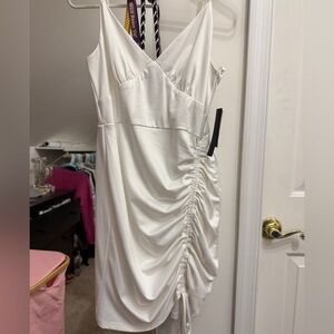 City Triangles White Ruched Dress